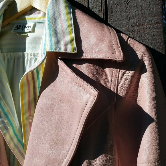 Vintage Jackets & Blazers - ❤ 100% Leather Rose Pink Motorcycle Jacket ❤